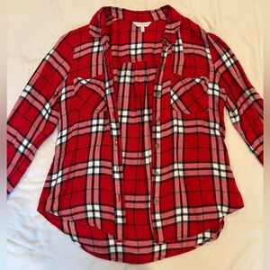 Lucky Brand Red and Black Plaid Shirt